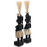 Комплект из 2-х деревянных статуэток Asmat Straw Headdress Statuettes Multicolor варинант исполнения - 4 | Loft Concept во Владивостоке