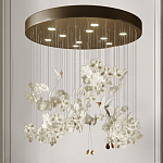 Люстра каскадная с белыми цветами и птицами Takeoff варинант исполнения - 2 | Loft Concept во Владивостоке