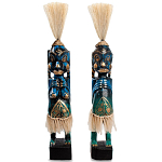 Комплект из 2-х деревянных статуэток Asmat Straw Headdress Statuettes Blue Tattoo варинант исполнения - 4 | Loft Concept во Владивостоке