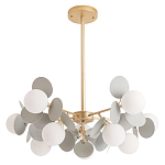 Люстра на штанге с 10-ю белым шарообразным плафоном и декоративными металлическими элементами в виде лепестков серого цвета Matisse варинант исполнения - 1 | Loft Concept во Владивостоке