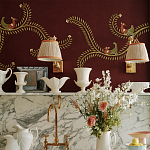 Обои с вышивкой ручной работы Fyodor Original colourway on Merlot linen варинант исполнения - 4 | Loft Concept во Владивостоке