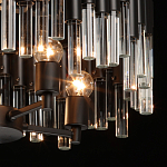 Люстра круглая из матового черного металла с подвесками из прозрачных стеклянных трубок Noir Tubes варинант исполнения - 6 | Loft Concept во Владивостоке