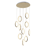 Потолочная люстра каскадная светодиодная с золотистым каркасом Ring of Fire варинант исполнения - 1 | Loft Concept во Владивостоке