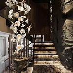 Люстра каскадная из белых цветов каллы и птичек Refined Taste of Light варинант исполнения - 3 | Loft Concept во Владивостоке