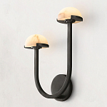 Бра с 2-мя мраморными плафонами на черном корпусе Light Warm Light варинант исполнения - 1 | Loft Concept во Владивостоке