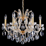 Люстра подвесная с 6-ю лампочками и прозрачными хрустальными подвесками на основании золотого цвета Crystal lamps варинант исполнения - 2 | Loft Concept во Владивостоке