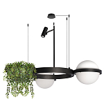 Подвесной светильник с 2-мя шарообразными плафонами и цилиндрическим спотом Light of Еyes варинант исполнения - 2 | Loft Concept во Владивостоке