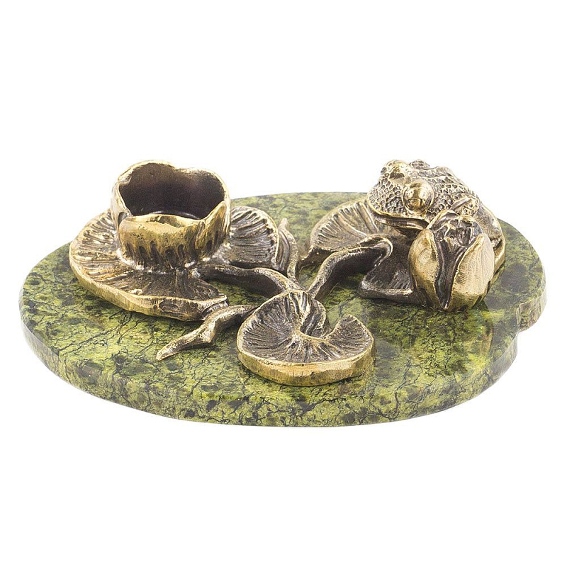 Подсвечник из бронзы и натурального камня змеевик Stone Candlestick Змеевик Бронза во Владивостоке | Loft Concept 
