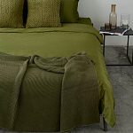 Плед из хлопка жемчужной вязки оливкового цвета Waffle Comfort варинант исполнения - 5 | Loft Concept во Владивостоке