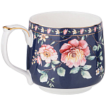 Кружка фарфоровая синяя с цветочным принтом 470 мл Flower Porcelain Collection варинант исполнения - 1 | Loft Concept во Владивостоке