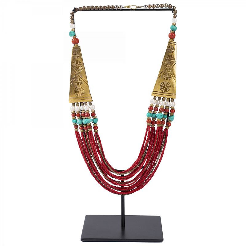 Ожерелье на подставке NECKLACE RED AND BRASS Латунь Красный во Владивостоке | Loft Concept 