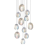 Люстра каскадная с 11-ю круглыми плафонами из рельефного стекла Disc Light варинант исполнения - 1 | Loft Concept во Владивостоке