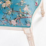 Стул из массива бука бирюзовый с изображением птиц и цветов Turquoise Beige Chinoiserie Peach Garden Chair варинант исполнения - 5 | Loft Concept во Владивостоке