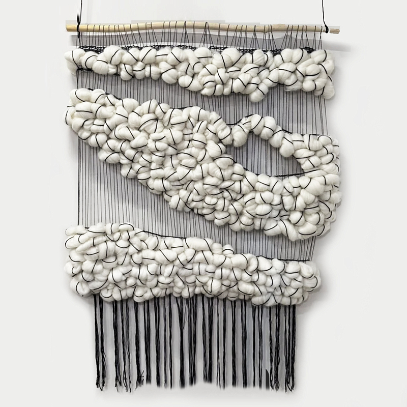 Гобелен из шерсти Облака черные нити Черный во Владивостоке | Loft Concept 