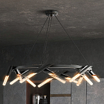 Люстра круглая с трубчатыми лампочками Vanguard Circle варинант исполнения - 3 | Loft Concept во Владивостоке