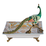 Блюдо квадратное с павлином на бронзовых ножках Eden Garden варинант исполнения - 3 | Loft Concept во Владивостоке