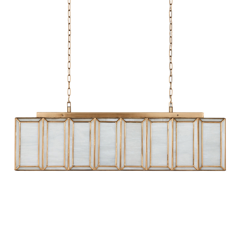 Люстра прямоугольная с каркасом золотого цвета Soft Glow Lamps Золотой Молочный во Владивостоке | Loft Concept 