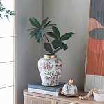 Ваза с нежным цветочным узором в пастельных тонах и крышкой с золотым акцентом Chinoiserie Ceramics варинант исполнения - 6 | Loft Concept во Владивостоке