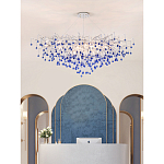 Люстра овальная с синими стеклянными подвесками в форме капель FAIRYTREE Light варинант исполнения - 3 | Loft Concept во Владивостоке