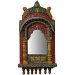Настенное зеркало в резной раме из тропического дерева Carved Wood Mirror Colorful варинант исполнения - 1 | Loft Concept во Владивостоке