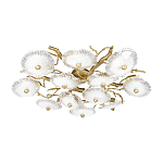 Потолочная люстра круглая ветвистыми бронзовыми элементами и стеклянными рифлеными дисками Textured Glass Chandelier варинант исполнения - 3 | Loft Concept во Владивостоке