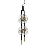 Подвесной светильник с 2-мя прозрачными стеклянными плафонами и золотистыми центральными вставками Virelia  варинант исполнения - 1 | Loft Concept во Владивостоке