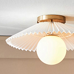 Потолочный светильник с белым плиссированным абажуром Headquarters варинант исполнения - 2 | Loft Concept во Владивостоке