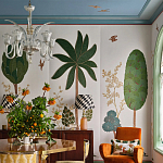 Обои с вышивкой ручной работы Mughal Trees Original colourway on linen варинант исполнения - 5 | Loft Concept во Владивостоке