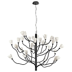 Люстра подвесная черного цвета с ветвями и белыми фарфоровыми цветами Floralis варинант исполнения - 10 | Loft Concept во Владивостоке