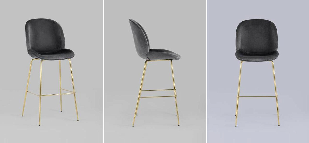 Барный Стул Серый Велюр Vendramin Chair Барный Стул Серый Велюр Vendramin Chair - Loft-Concept во Владивостоке