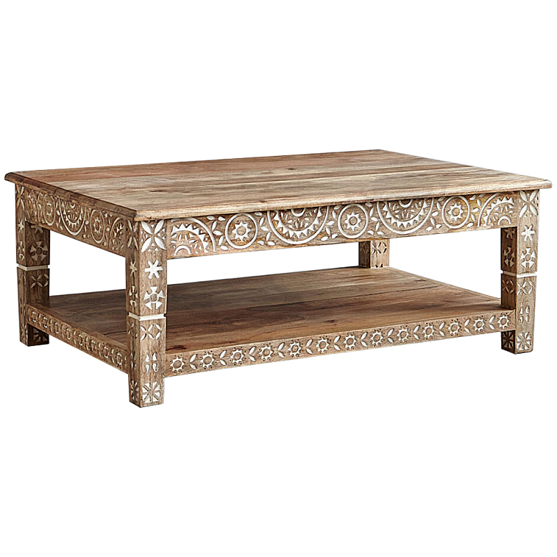 Журнальный стол из массива манго с резьбой Agota Coffee Table Древесина Белый Журнальный стол из массива манго с резьбой Agota Coffee Table Древесина Белый во Владивостоке | Loft Concept