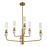 Люстра с 6-ю плафонами в форме стеклянных трубок и мраморных декоративных элементов Montreal варинант исполнения - 4 | Loft Concept во Владивостоке