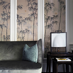 Обои ручная роспись Distant Bamboo Special Colourway on Lead Grey dyed silk варинант исполнения - 2 | Loft Concept во Владивостоке