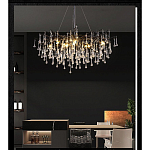 Люстра черная с прозрачными стеклянными подвесками в форме капель FAIRYTREE Light варинант исполнения - 5 | Loft Concept во Владивостоке