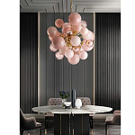 Люстра розовые шары на золотом каркасе Pink Light Bubbles варинант исполнения - 3 | Loft Concept во Владивостоке