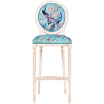 Барный стул из массива бука с изображением птиц и цветов Turquoise Beige Chinoiserie Garden Chair варинант исполнения - 1 | Loft Concept во Владивостоке