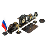 Настольный письменный набор с часами из природного камня обсидиана National Еmblem варинант исполнения - 2 | Loft Concept во Владивостоке