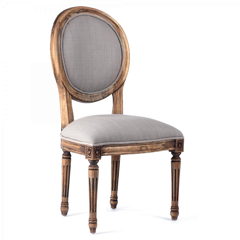 Стул REGENCY MEDALLION CHAIR Brown Linen Дерево Акация Серый Стул REGENCY MEDALLION CHAIR Brown Linen Дерево Акация Серый во Владивостоке | Loft Concept