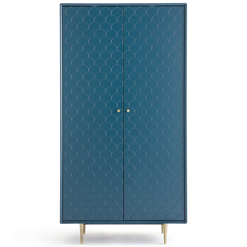 Шкаф двухдверный Scale Ornament Blue Wardrobe Синий Латунь Шкаф двухдверный Scale Ornament Blue Wardrobe Синий Латунь во Владивостоке | Loft Concept