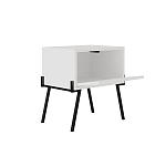 Прикроватная тумба белая с откидной резной дверцей на 4-х металлических ножках NAIVE NIGHTSTAND WHITE варинант исполнения - 1 | Loft Concept во Владивостоке