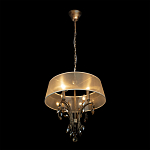 Люстра подвесная круглая с тканевым полупрозрачным абажуром и подвесками 4 лампы Gilded Elegance варинант исполнения - 3 | Loft Concept во Владивостоке