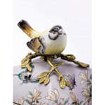 Шкатулка фиолетового цвета с рисунком бабочек и крышкой с фигуркой птицы на ветке Eden Garden варинант исполнения - 4 | Loft Concept во Владивостоке