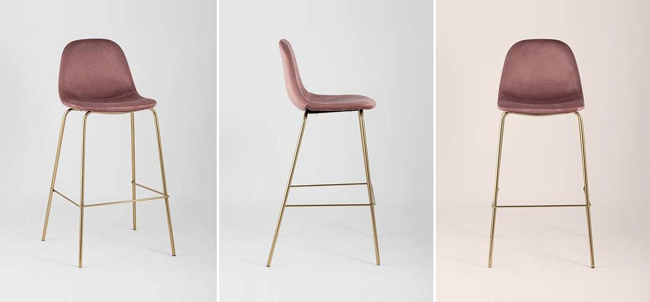Барный Стул Archie Chair Пыльно-Розовый Велюр Барный Стул Archie Chair Пыльно-Розовый Велюр - Loft-Concept во Владивостоке