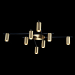 Потолочный светильник с 8-ю цилиндрическими плафонами цвета латунь TRIBES CHANDELIER варинант исполнения - 1 | Loft Concept во Владивостоке