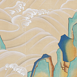 Обои ручная роспись Matsushima Waves Kano on Edo Straw India tea paper варинант исполнения - 2 | Loft Concept во Владивостоке