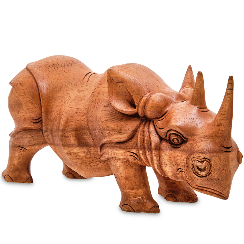 Статуэтка деревянная в виде носорога Rhino Horn Коричневый Статуэтка деревянная в виде носорога Rhino Horn Коричневый во Владивостоке | Loft Concept