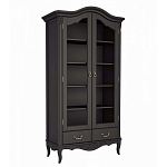 Шкаф книжный черный из массива бука со стеклянными дверцами и 5-ю полками Black Provence варинант исполнения - 1 | Loft Concept во Владивостоке