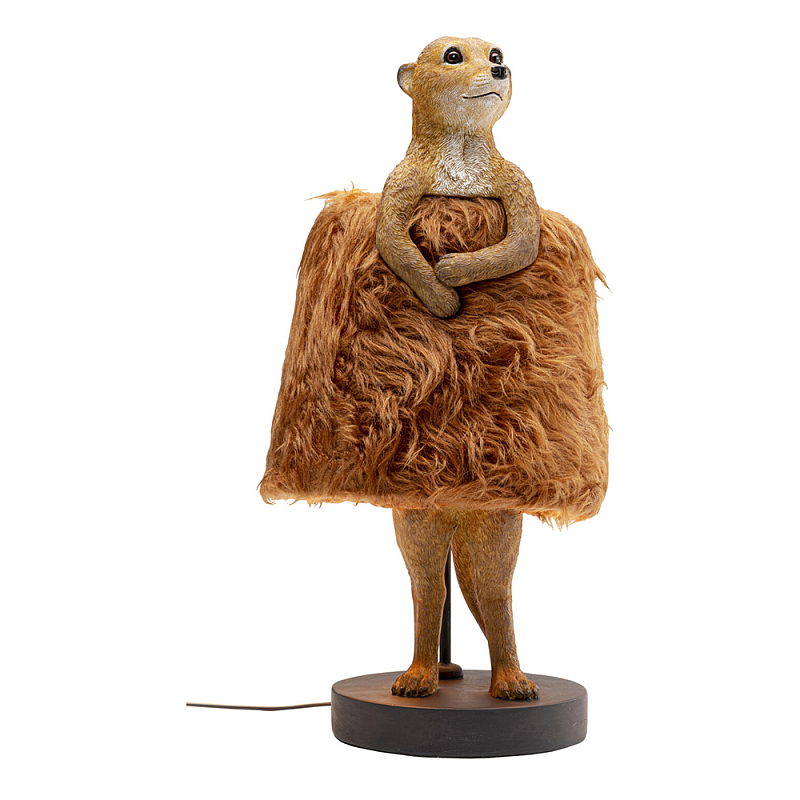 Настольная лампа Цурикат плафон из меха Бежевый Охра во Владивостоке | Loft Concept 