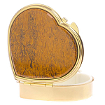 Таблетница карманная в форме сердца с 3-мя отделениями с зеркалом и накладкой из натурального камня Яшма Змеиная Gold Stone Pillboxes варинант исполнения - 2 | Loft Concept во Владивостоке