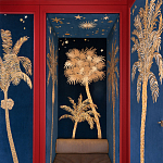 Обои с вышивкой ручной работы Deco Palms Original colourway on velvet варинант исполнения - 1 | Loft Concept во Владивостоке